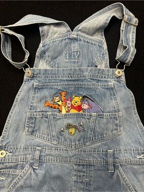 Vintage 90s Denim Women’s Overalls with Winnie the Pooh Embroidery